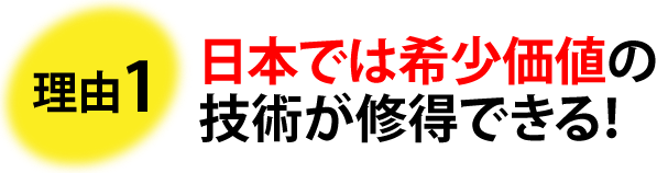 理由1 日本では希少価値の技術が修得できる!