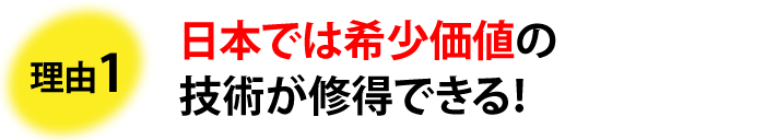 理由1 日本では希少価値の技術が修得できる!